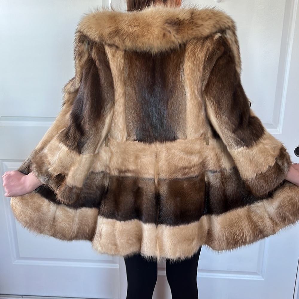 Ultimate vintage 70s find! One of a kind sable fox mink fur coat S